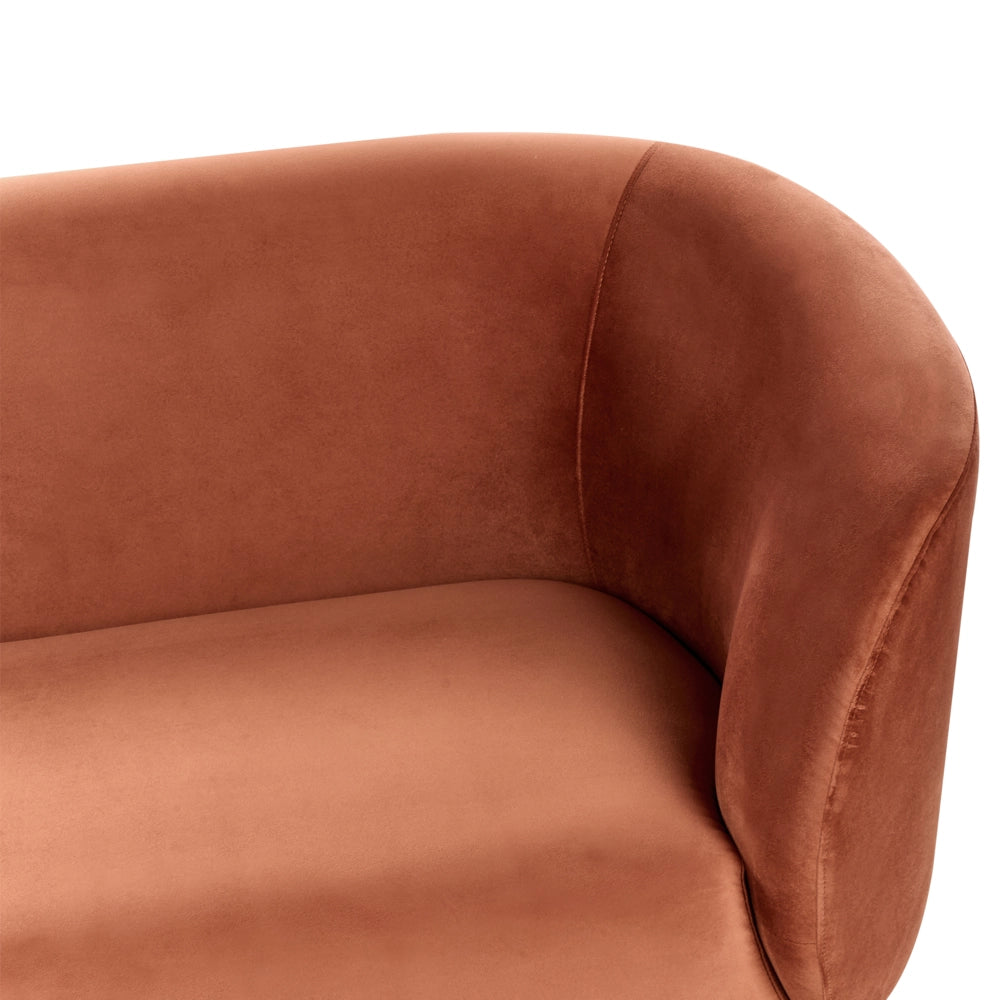 Divano 2 posti in poliestere arancione con gambe nere stile glamour retrò soggiorno