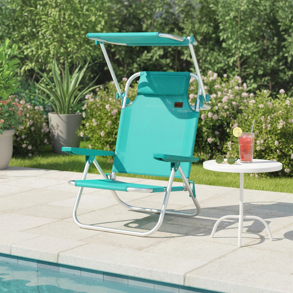 Chaise Longue Pieghevole Esterno ¨C zephmum ¨C 6 Posizioni, Turchese, 62x68x79cm