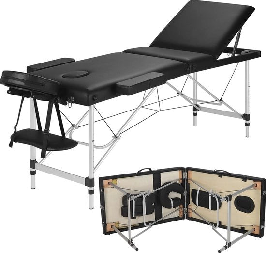 Tavolo per massaggi - Tavolo per trattamenti - Tavolo per trattamenti estetici - Tavolo per trattamenti personali - Flessibile - Ripiegabile - Nero