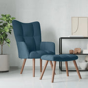 Poltrona Relax con Poggiapiedi Blu in Velluto 328072