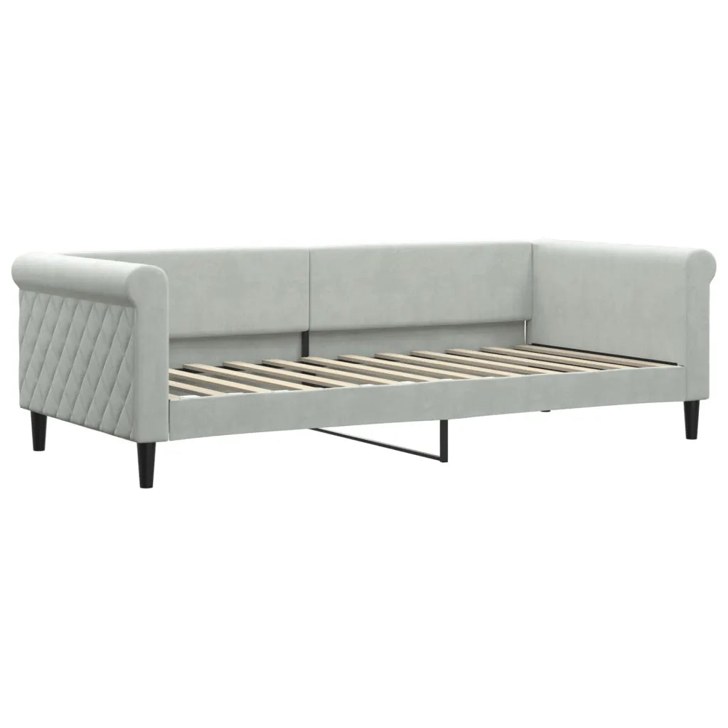 Divano Letto con Materasso-Sofa Letto-Daybed Grigio Chiaro 90x200 cm in Velluto 672446