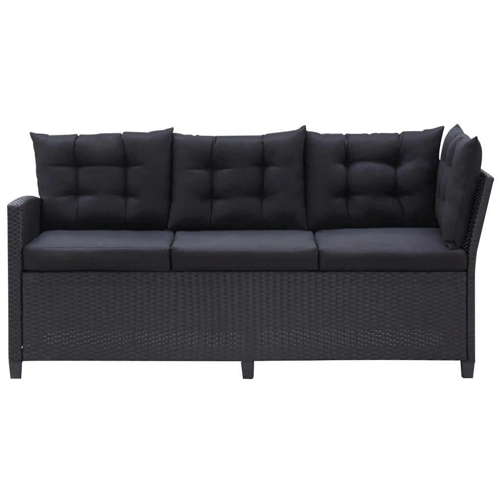 Set di mobili da esterno Nero polyrattan