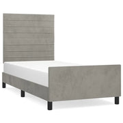 Letto singolo | Letto per adulti | Giroletto senza Materasso Grigio Chiaro 90x190 cm Velluto