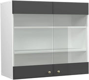 Mobile da cucina in vetro Fame-Line, Antracite-oro, 80 cm, per la combinazione con altri moduli della serie Fame-Line