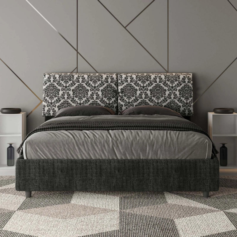 Letto imbottito Matrimoniale 160x190 cm tessuto Agata Mados - Contenitore,Blu/Blu