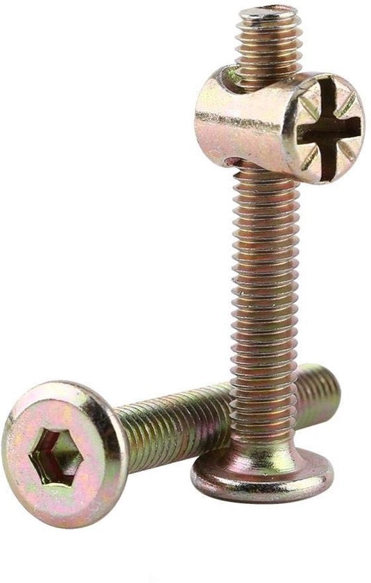 Viti a cilindro per mobili 10 pz - M6 viti a cilindro - Verpaccato in confezione riutilizzabile - Acciaio inossidabile zincato - Duraturo e resistente all'ossidazione