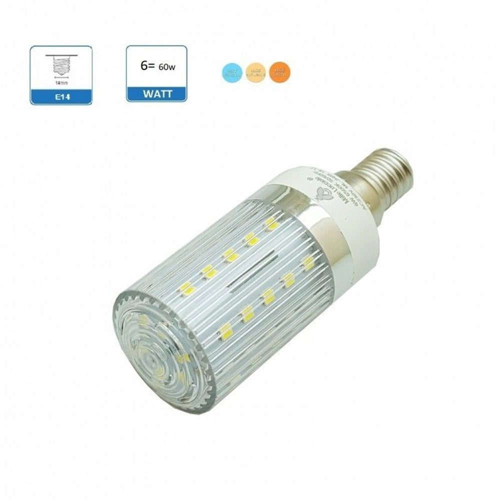 Trade Shop - Lampadina Led E14 6 Watt Tubo Mais Luce Calda Fredda Naturale Illuminazione Led -