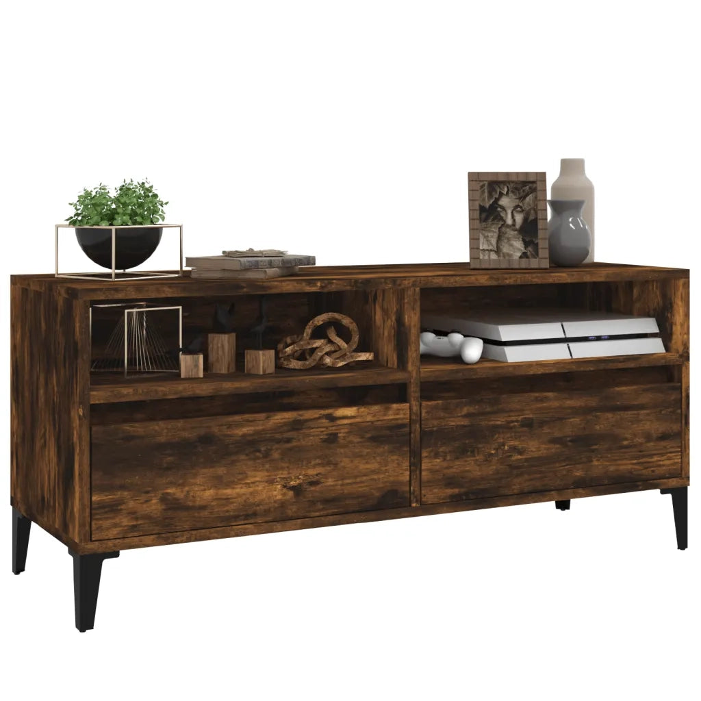 Mobile TV Rovere Fumo 100x34,5x44,5 cm in Legno Multistrato 831906
