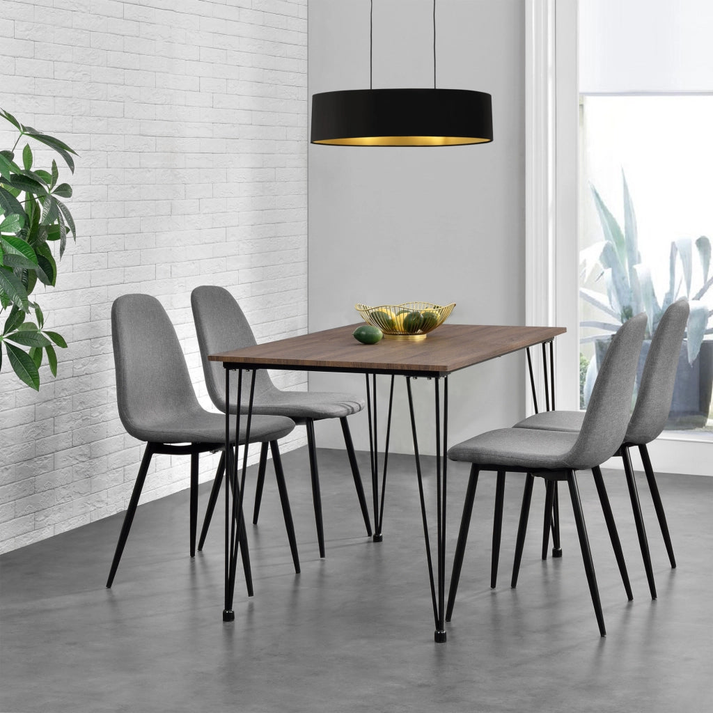 [en.casa] Sedia sala da pranzo in un set di 4 grigio - 86 x 46cm + Tavolo da pranzo in ottica legno