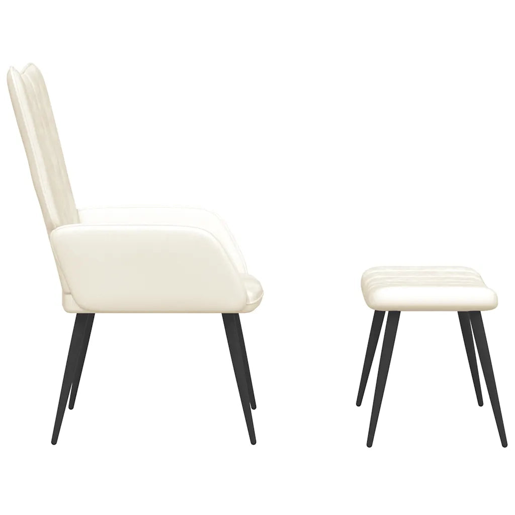 Poltrona Relax con Poggiapiedi Bianco Crema in Velluto cod mxl 21612