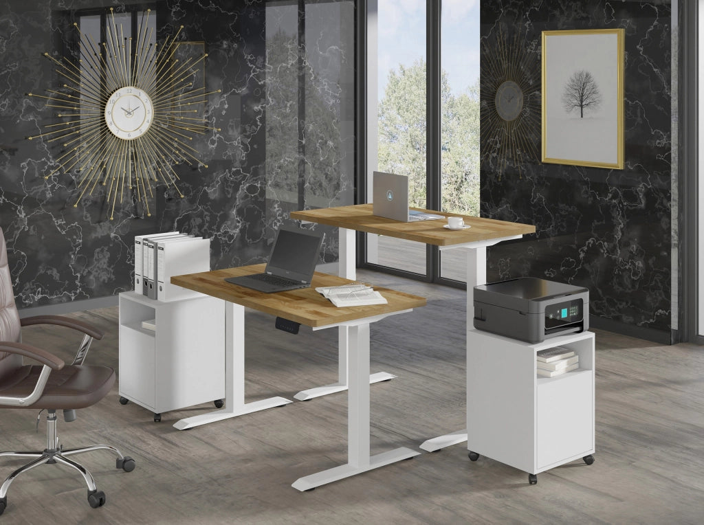 SCRIVANIA BIM NATURAL 2P BIANCO OPACO ROVERE NATURALE 120x65