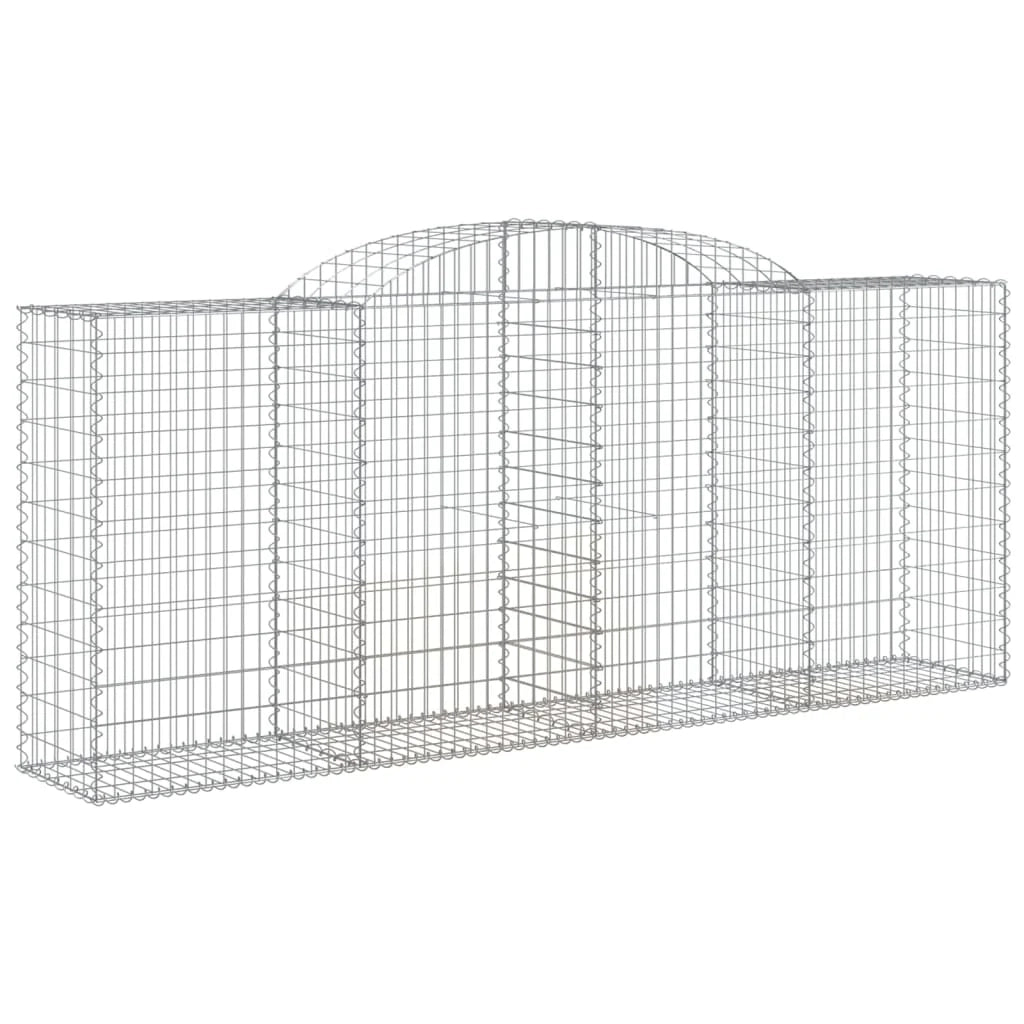 Set di 4 gabbioni ad arco per recinzione gabbia o muro di contenimento 300 x 50 x 120/140 cm ferro zincato argento 02_0041465