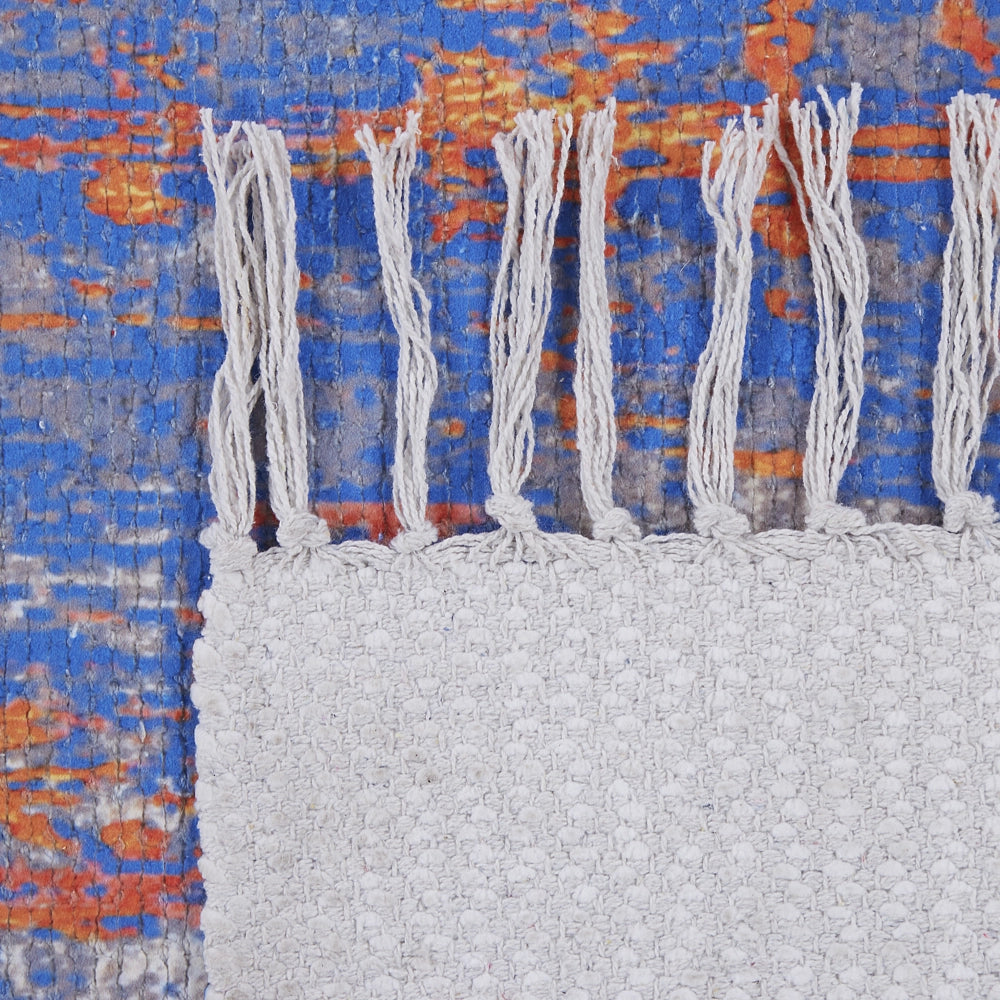Tappeto in poliestere Multicolore motivo astratto in cotone fatto a mano con nappe 80 x 150 cm