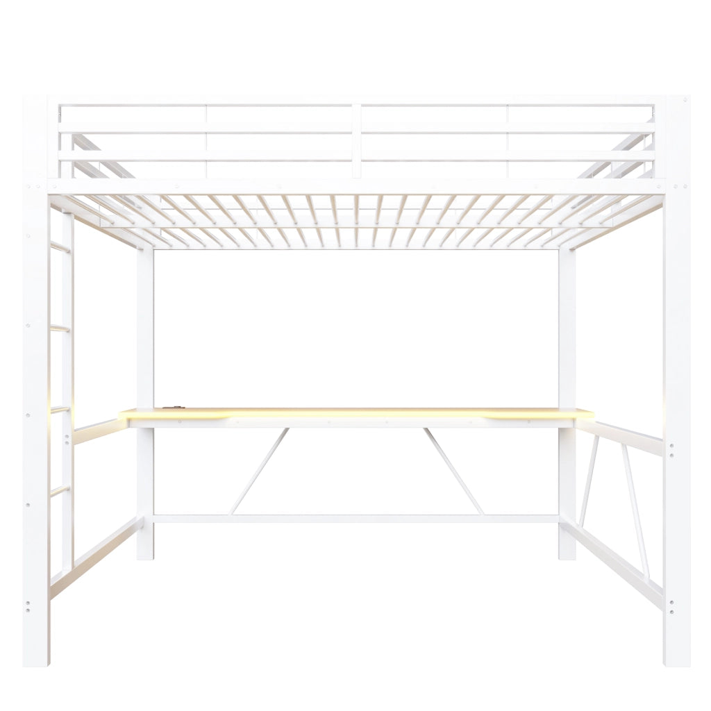 letto alto in metallo e mdf bianco 160 x 200 cm