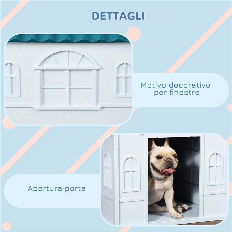 CUCCIA PER CANI DI TAGLIA MEDIA E PICCOLA MAX 20KG IN PP IMPERMEABILE, 65X75.7X63 CM, BLU