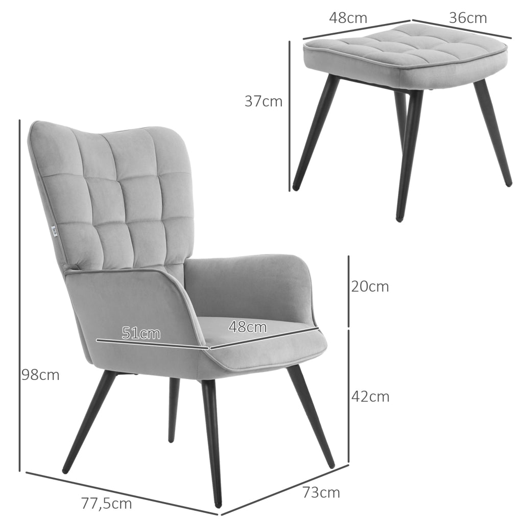 Poltrona relax con poggiapiedi ¨C Xylo ¨C Set 2 pezzi tessuto grigio