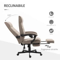 Sedia da Ufficio con Altezza Regolabile, Poggiapiedi Incluso e Seduta Imbottita, 68x67x109-119 cm, Marrone
