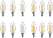 Set di lampadine LED equivalente a 40W, lampada da soffitto a LED E12 regolabile, candela 3000K luce bianca tenue, vetro trasparente.