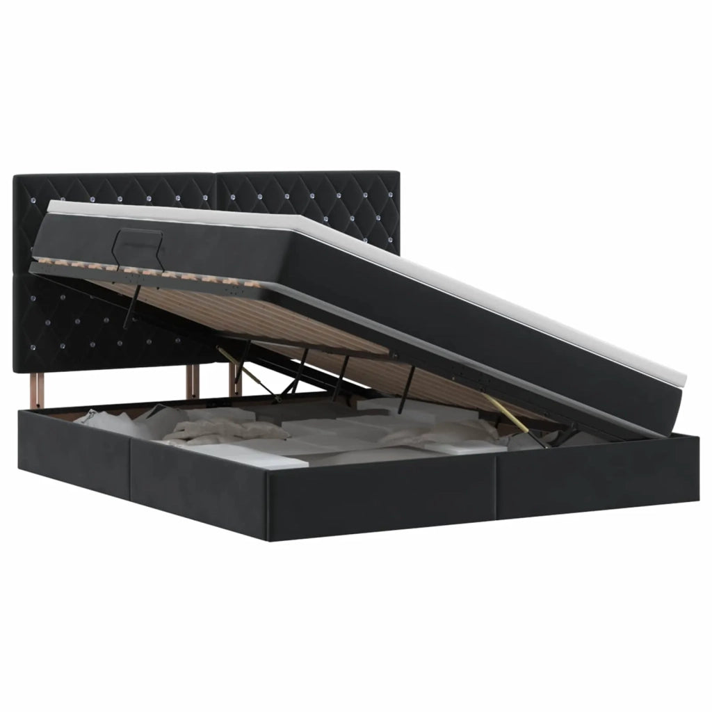 Letto con contenitore e materasso Nero 160 x 200 cm Velluto 3459641