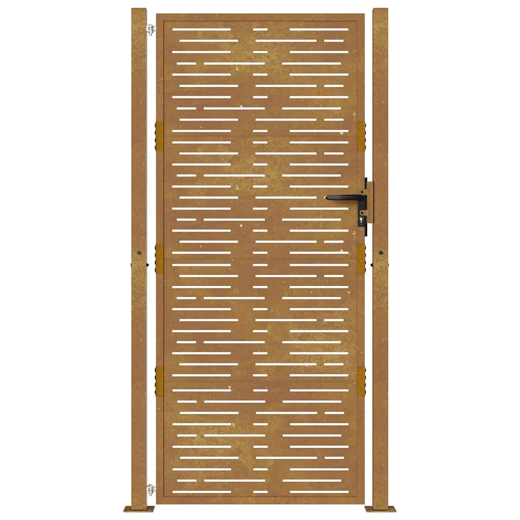 Cancello da giardino 100x175 cm in acciaio Corten design quadrato 153200