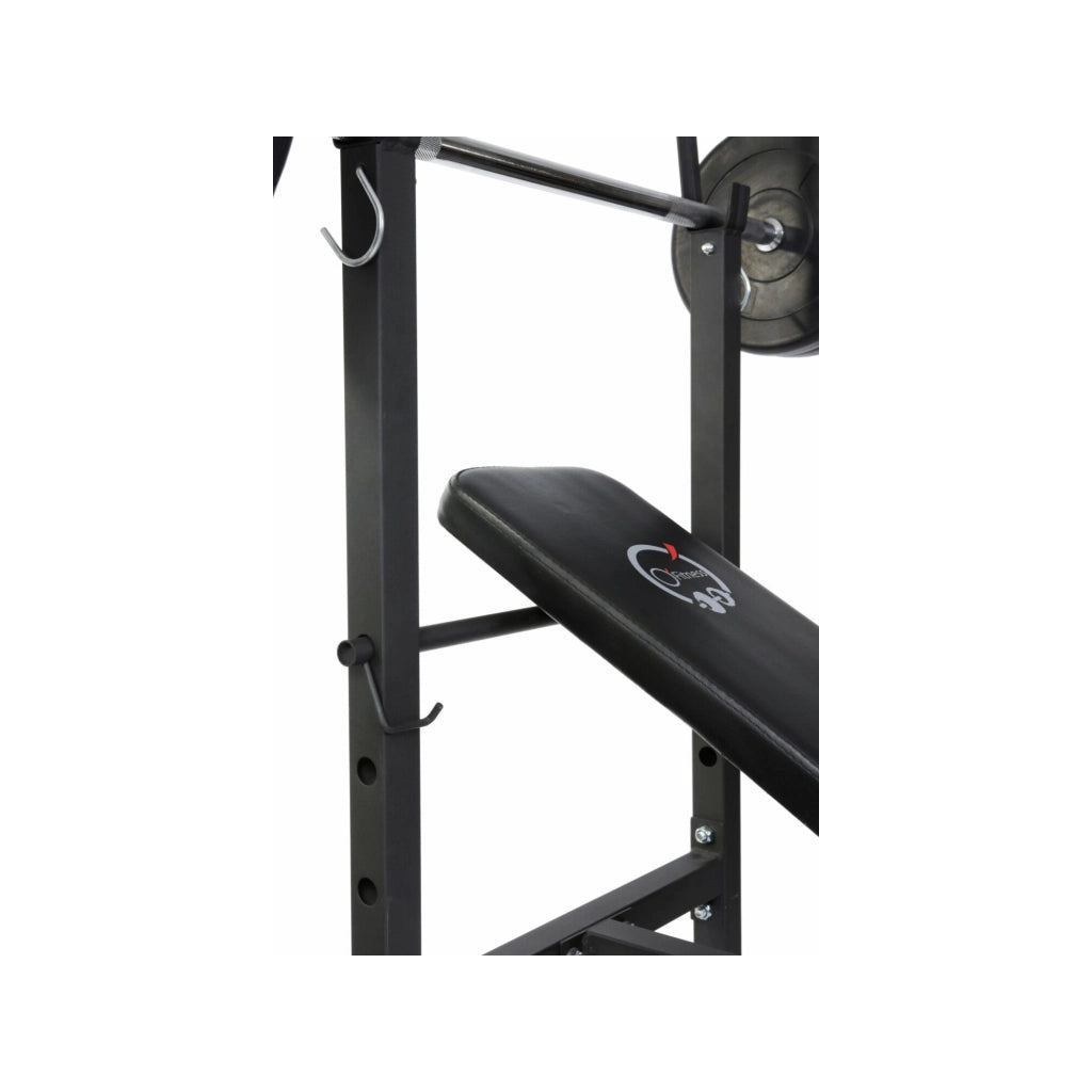 Banc de musculation avec barre + poids 20 Kg inclus - O'Fitness - Idéal pour une activité physique à la maison