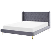 Letto matrimoniale in velluto grigio 180 x 200 cm design moderno