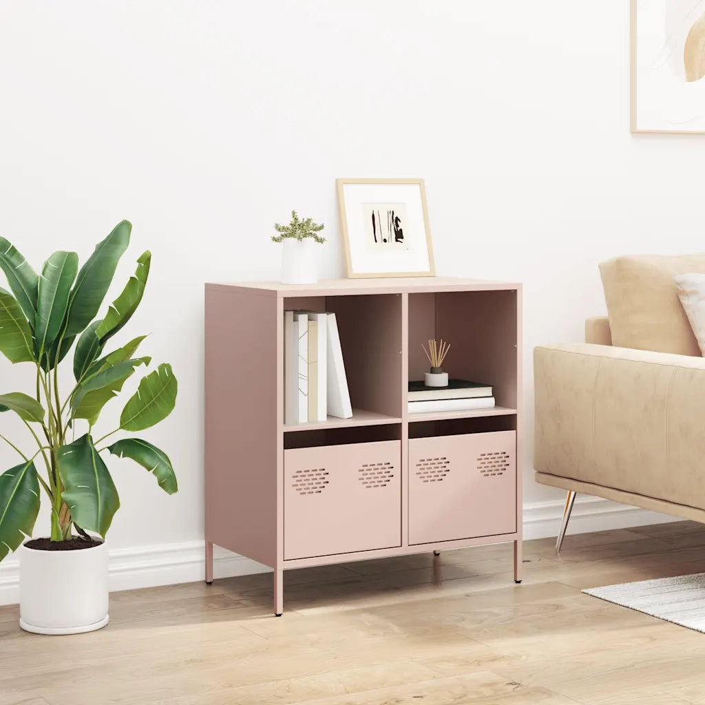 Credenza Rosa 68x39x73,5 cm in Acciaio Laminato a Freddo