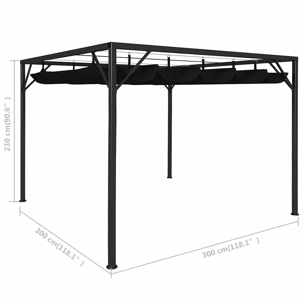 Gazebo | Pergolato da Giardino con Tetto a Scomparsa 3x3 m Antracite