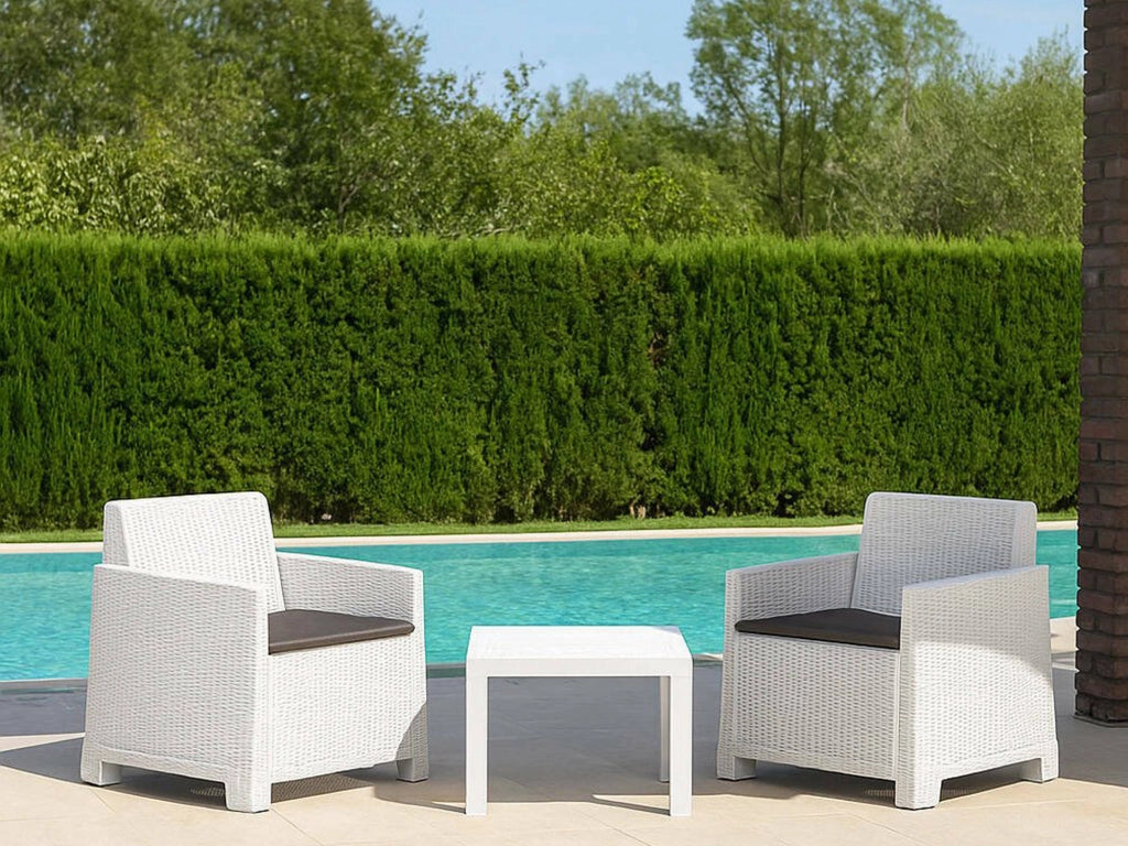 Salottino Outdoor Rosta, set Salotto da Esterno 2 Posti Made in Italy, Bianco