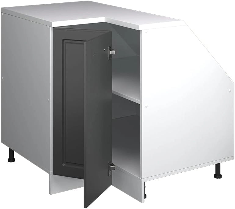 Mobile sottotetto Mobile angolare Rion, Antracite casa di campagna, 75.6 x 81.6 cm con 1 porta, carcassa dell’armadio profondità 60 cm, adatto per il salvaspazio sotto tetti spioventi