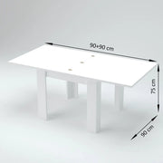 Tavolo da pranzo allungabile a libro 90x90-180cm legno bianco Jesi Liber