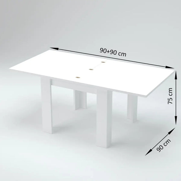 Tavolo da pranzo allungabile a libro 90x90-180cm legno bianco Jesi Liber