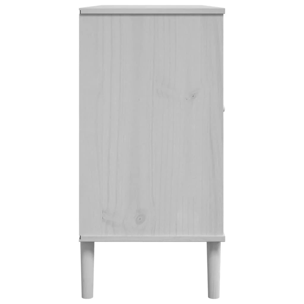 Buffet credenza cassettiera armadio mobile contenitore organizer per cucina soggiorno effetto rattan 112 x 40 x 80 cm legno massello di pino bianco 02_0036223