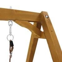 Altalena in legno doppia per bambini con scivolo e scala da arrampicata, 239x240x169 cm, colore naturale