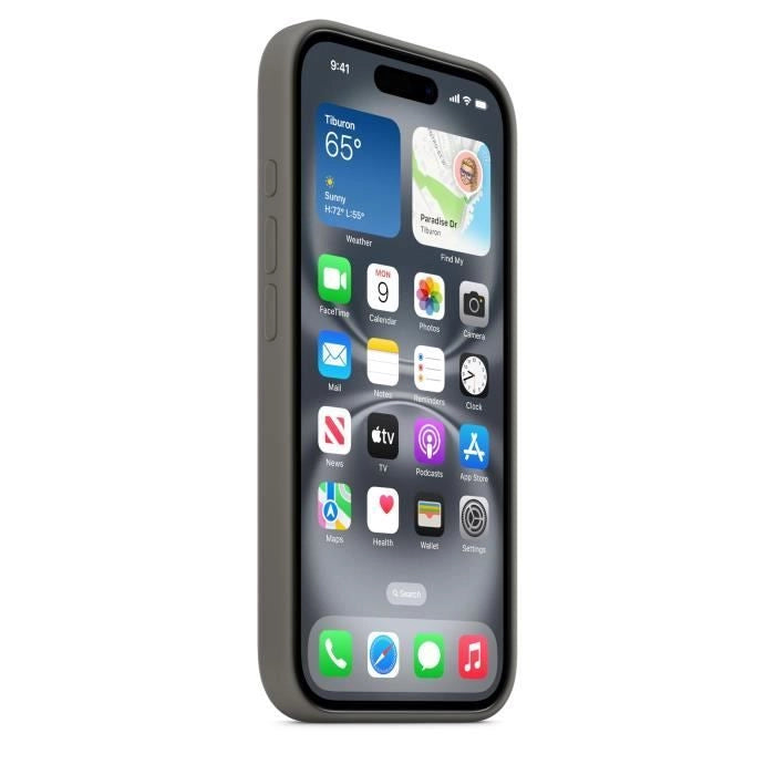 APPLE iPhone 16 - Custodia in silicone con MagSafe - Grigio pietra