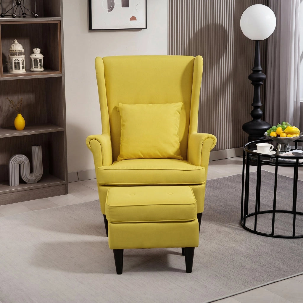 Poltrona con poggiapiedi ¨C zephmum ¨C tessuto giallo
