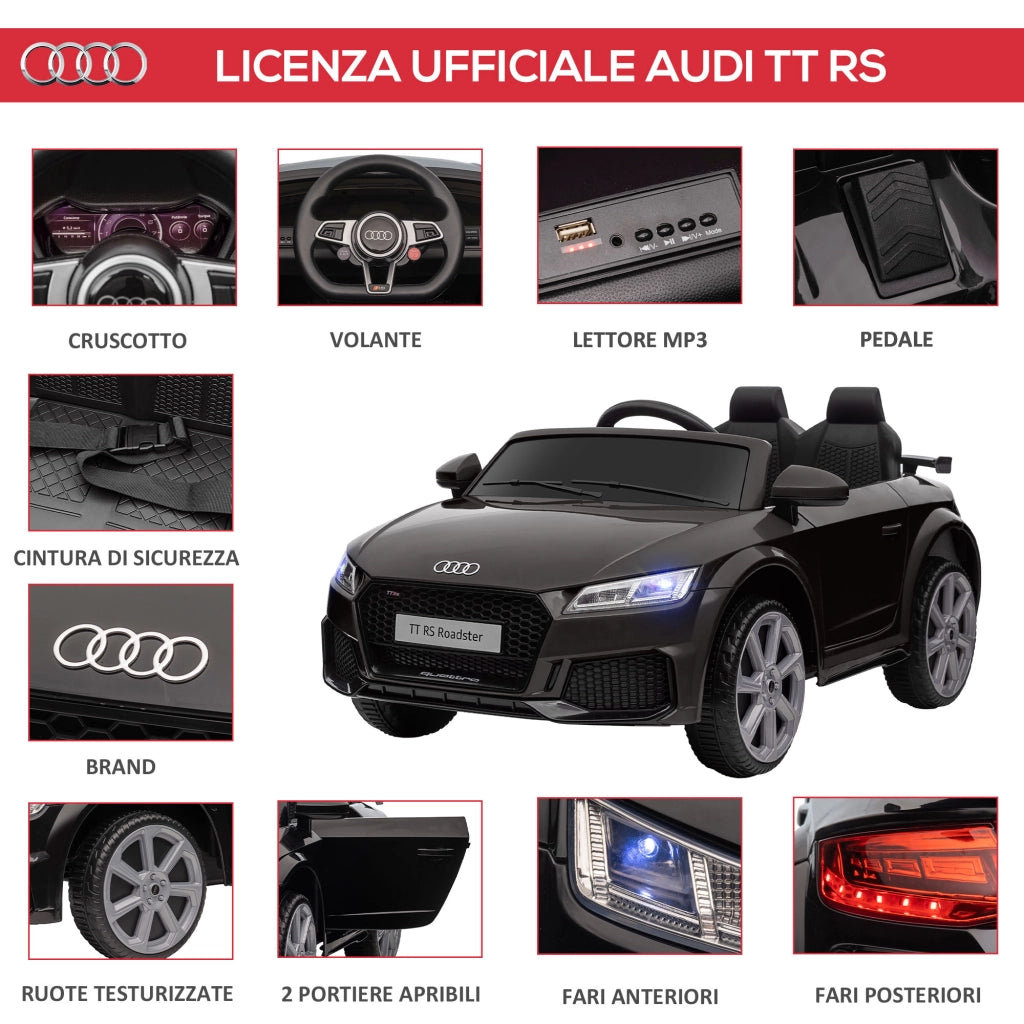 Giocattolo Macchina Elettrica per Bambini 3-5 Anni con Telecomando e Fari LED ¨C Minimal ¨C Nero