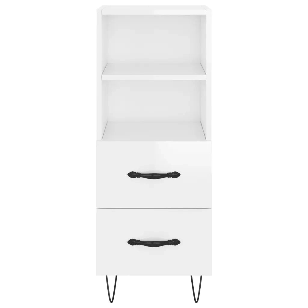 Credenza Bianco Lucido 34,5x34x90 cm in Legno Multistrato 828662