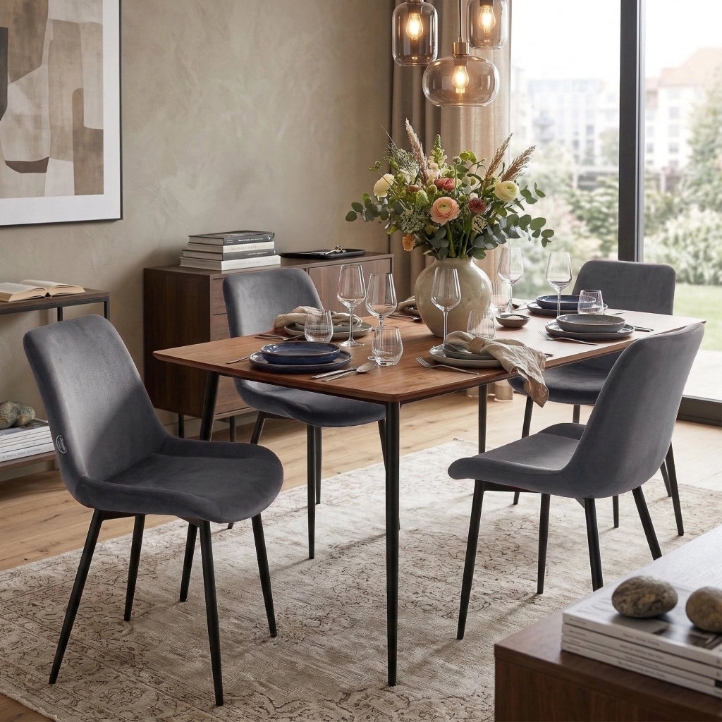 Sedia da pranzo Victoria Velvet Cover grigio