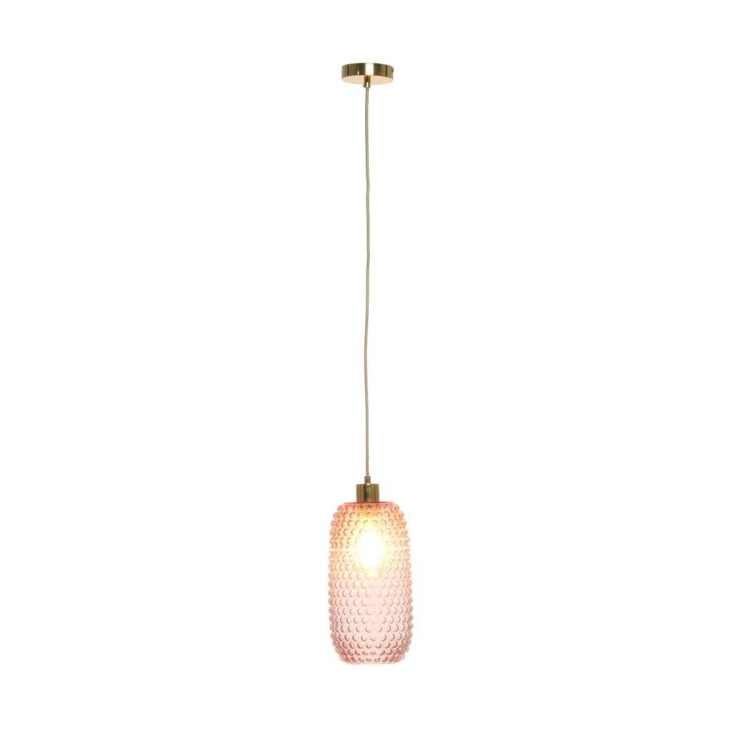 Lampada a sospensione Irina in vetro rosa