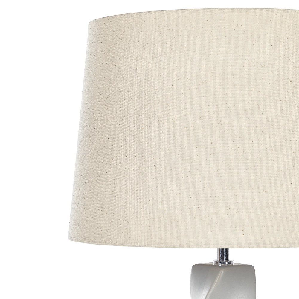 Lampada da tavolo Base in ceramica grigia 71 cm Paralume in tessuto bianco Lampada da comodino classica