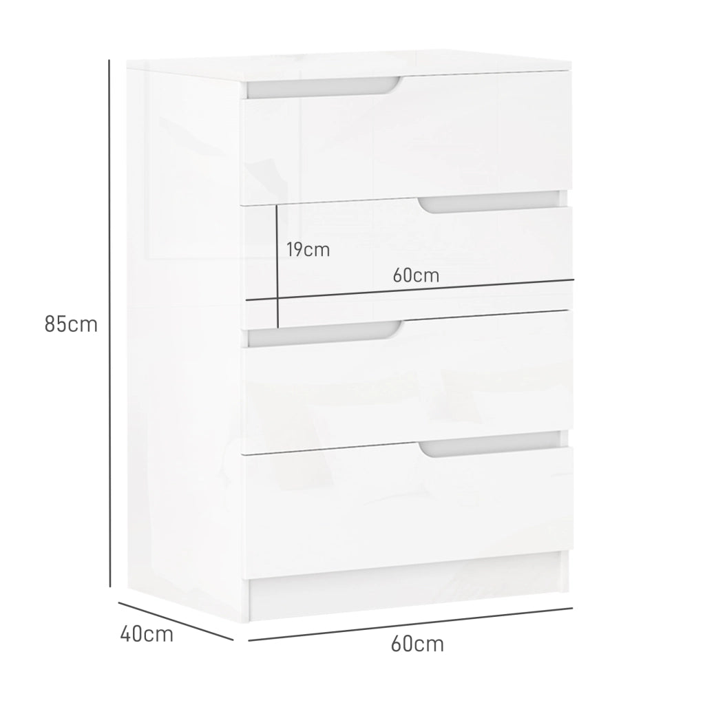 Cassettera 4 Cassetti, Armadio ¨C Zephmum ¨C Bianco, Legno, 80x40x86