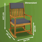 ® Sedia a Dondolo Poltrona Relax Giardino Legno Acacia Antracite Poltroncina Camera da Letto Salotto Portata 160 kg con Braccioli da Esterno