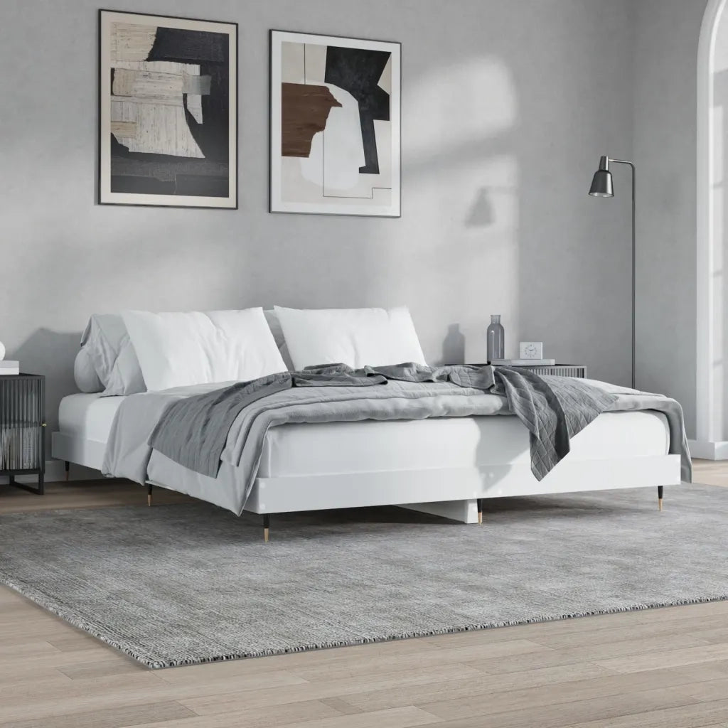 Letto matrimoniale | Letto per adulti | Giroletto Bianco 200x200 cm in Legno Multistrato