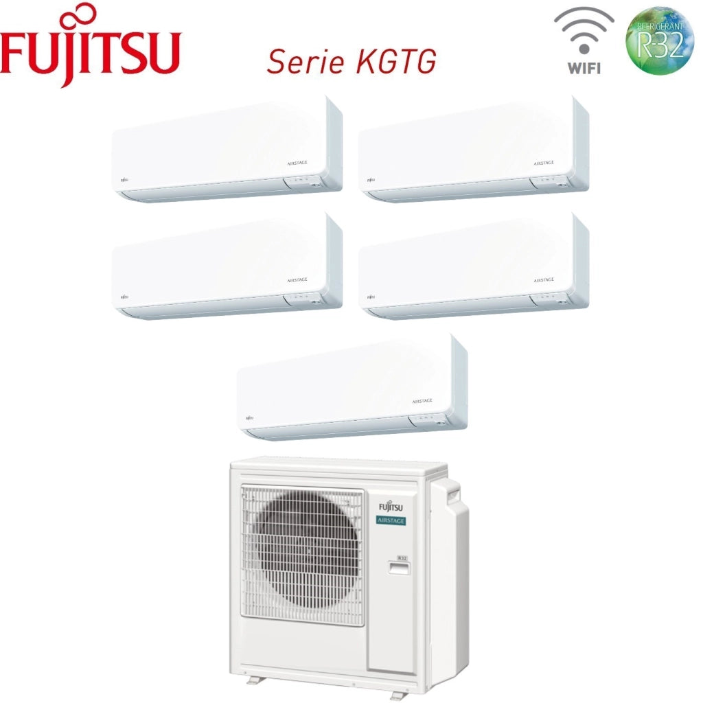 Climatizzatore Condizionatore Fujitsu Penta Split Inverter serie KG AIRSTAGE 9+9+12+12+12 con AOEG36KBTA5 R-32 Wi-Fi Integrato 9000+9000+12000+12000+12000