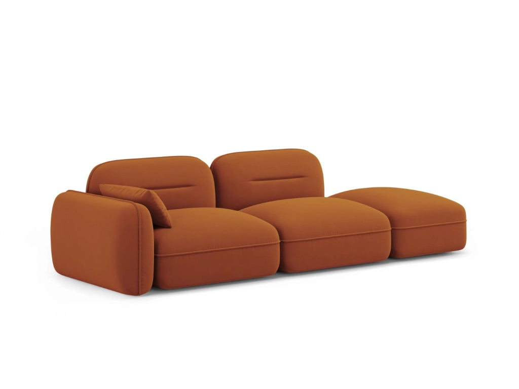 Cosmopolitan Design - Divano modulare destro "Sydney" 3 posti in velluto terracotta 