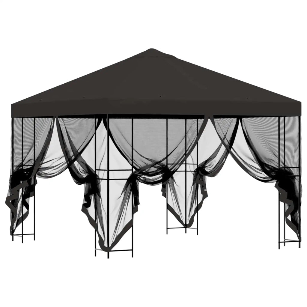 Gazebo da giardino con pareti laterali 3 x 3 m Antracite 900339