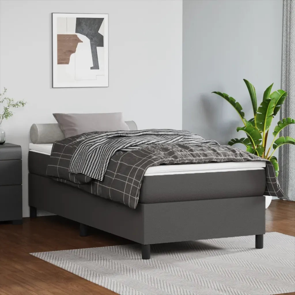 Giroletto a Molle con Materasso-Struttura Letto Grgio 90x200 cm in Similpelle 661290