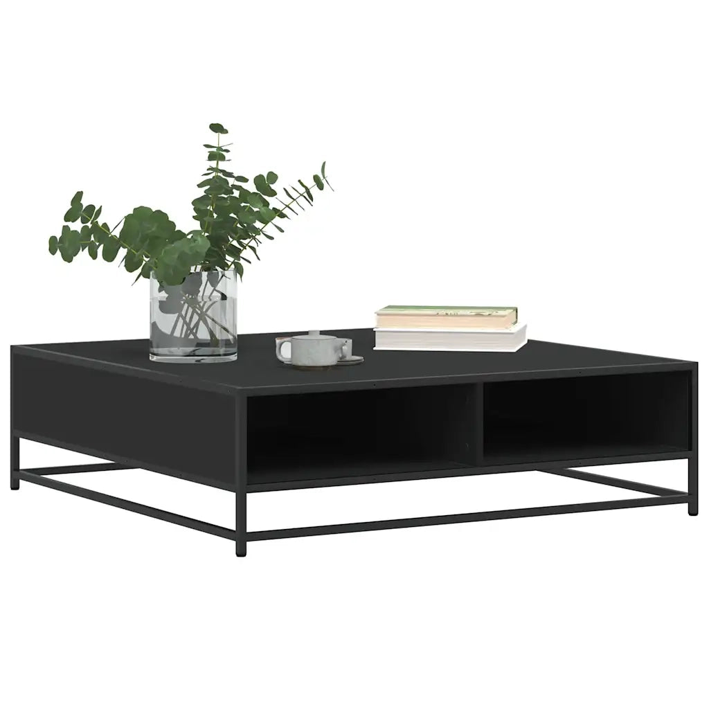Tavolino Nero 100x100x30 cm Legno in Truciolato e Metallo 848774