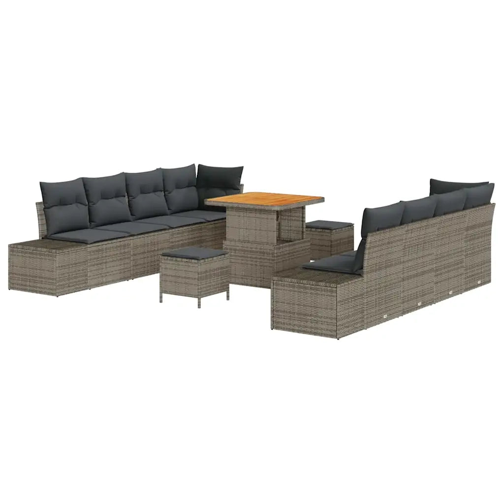 Set Divano da Giardino con cuscino 11 pcs Grigio polyrattan 3362758